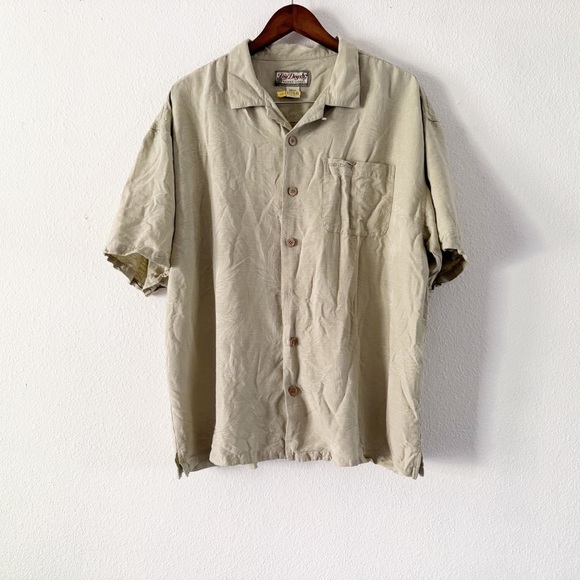 Big Dogs Vintage 100% Silk Resort Wear 90’s Button Shirt Subtle Botanical Men XL - Picture 1 of 11